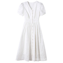 Summer Sweet Princess Dress Long Thin Short Sleeve White Dress